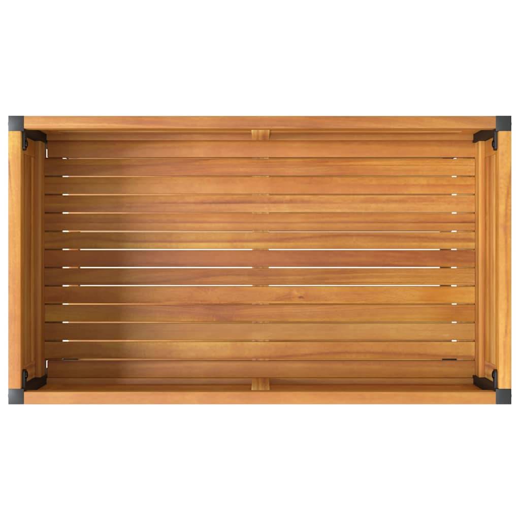 ComfortXL - Bac à fleurs bois acacia acier avec étagère aménagement balcon terrasse 80x80cm - ComfortXL Outdoor Living - Image 6