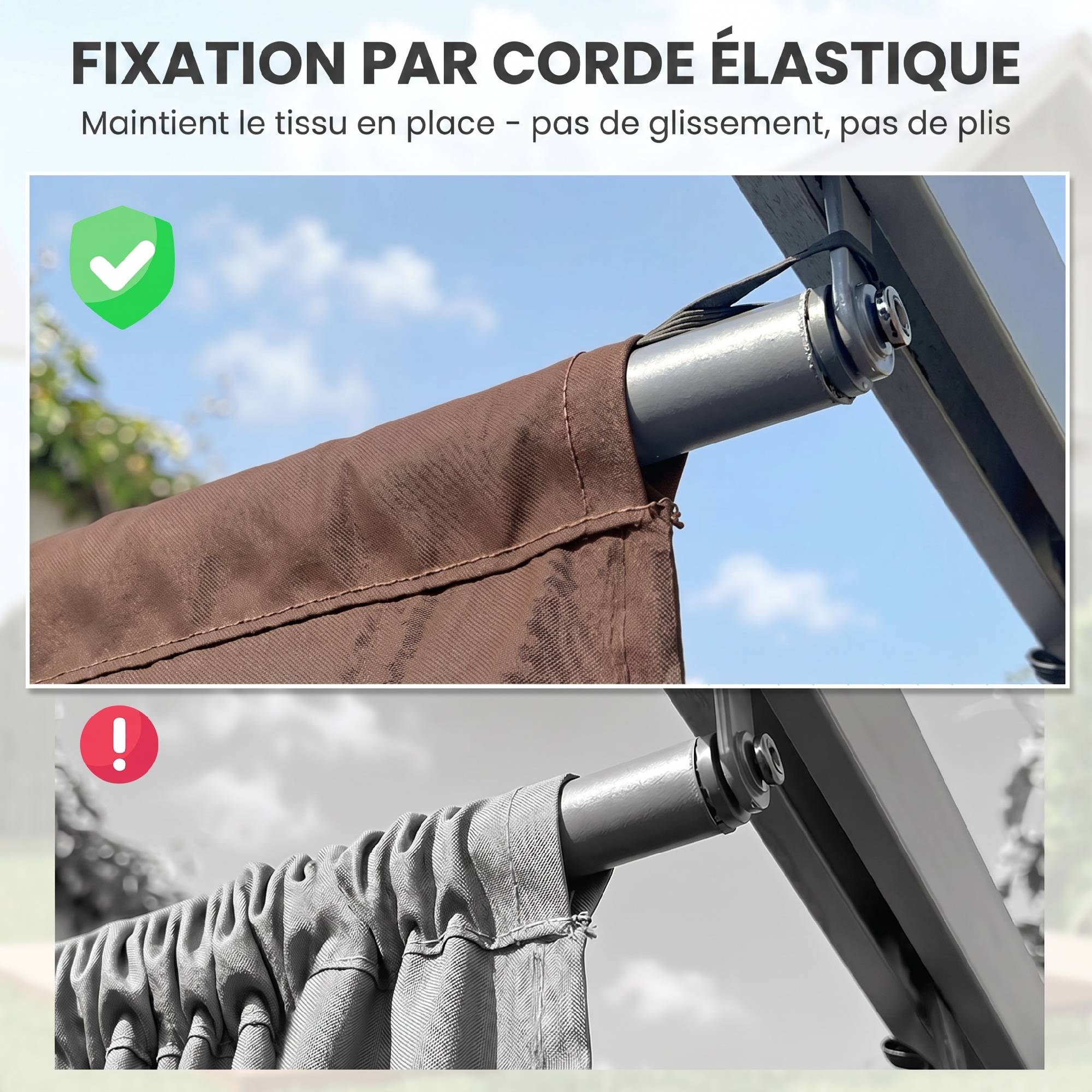Sans Marque - Toile de toit pour pergola tonnelle rétractable de 4 x 3 m - toile uniquement 350 x 260 cm café - Image 9