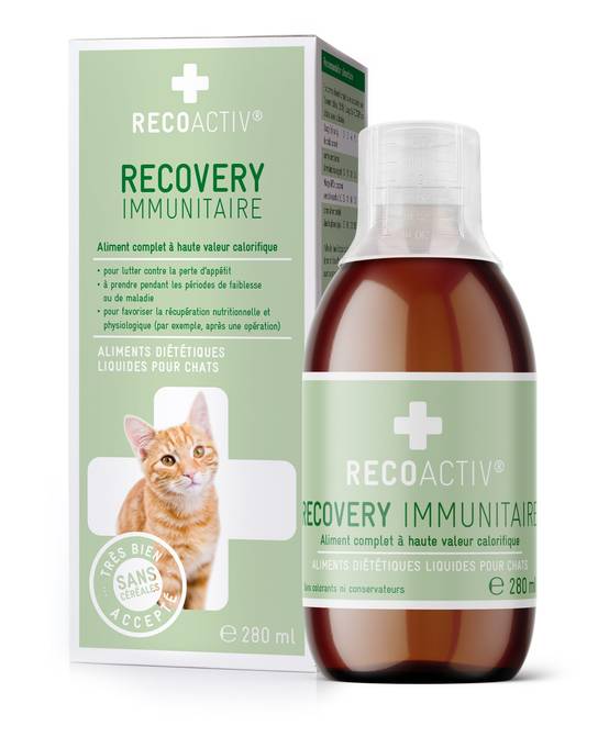 Immunitaire Tonique Recovery Immun pour chats, 280ml, en cas de malnutrition, en convalescence, pour la prise de poids - RECOACTIV® - Image 1