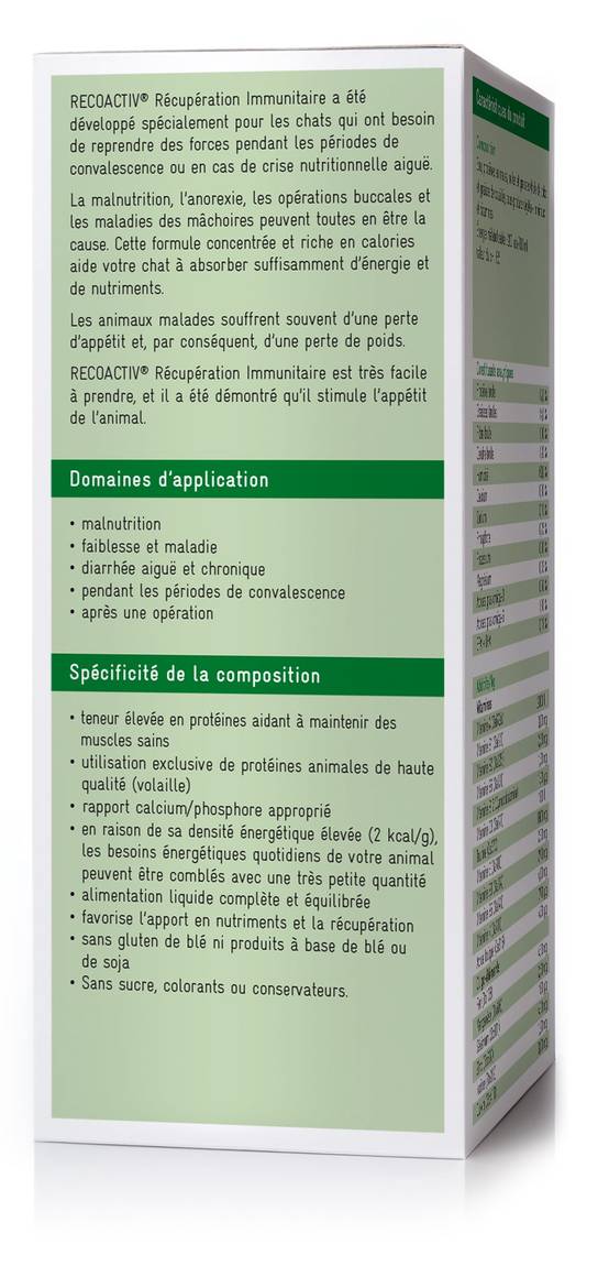 Immunitaire Tonique Recovery Immun pour chats, 280ml, en cas de malnutrition, en convalescence, pour la prise de poids - RECOACTIV® - Image 2