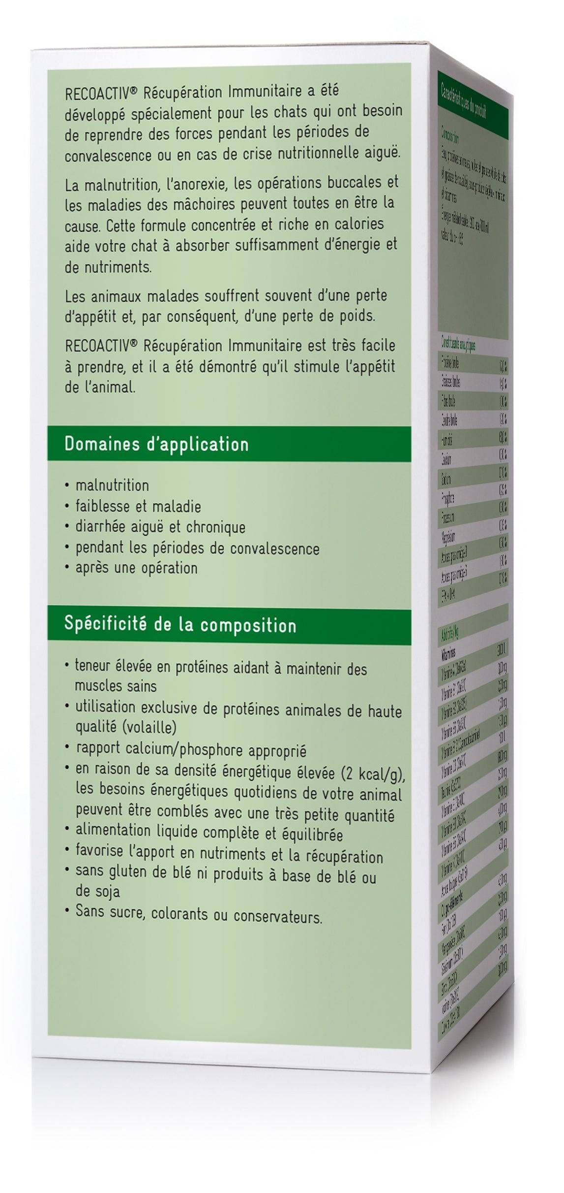 Immunitaire Tonique Recovery Immun pour chats, 280ml, en cas de malnutrition, en convalescence, pour la prise de poids - RECOACTIV® - Image 2
