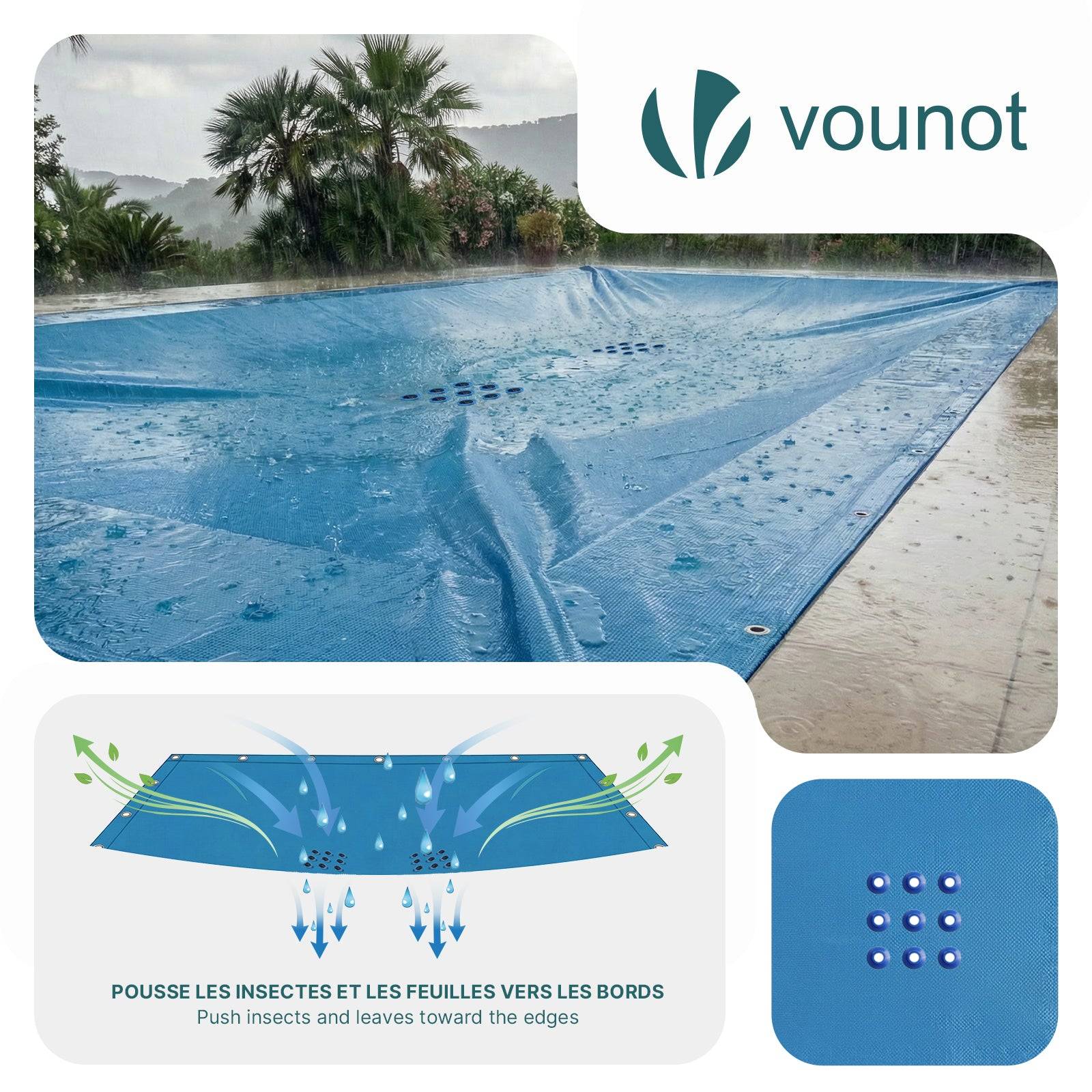 Bache piscine rectangulaire en Polyethylene 160 gr/m2 8x14m Bleue foncé - Image 5