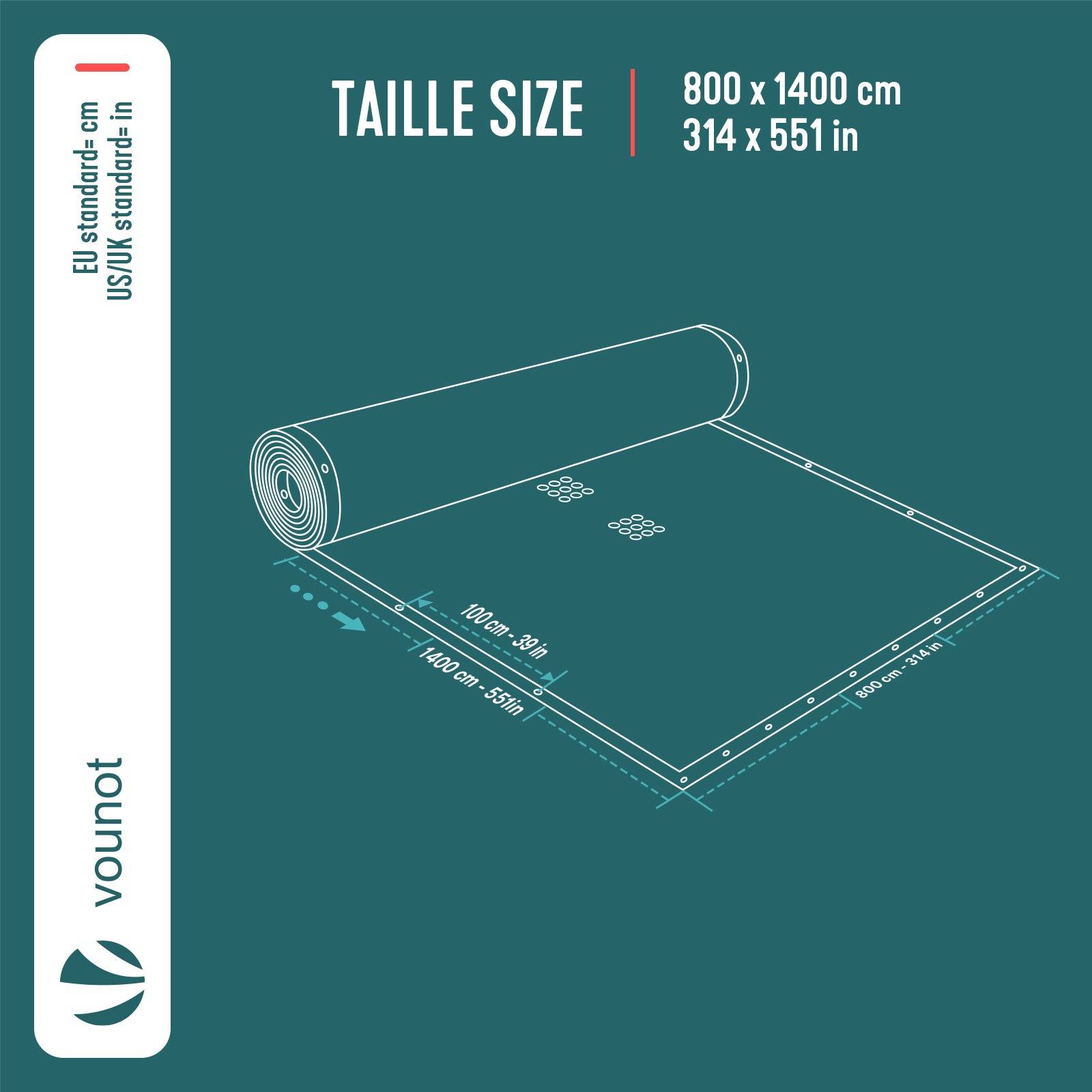Bache piscine rectangulaire en Polyethylene 160 gr/m2 8x14m Bleue foncé - Image 3