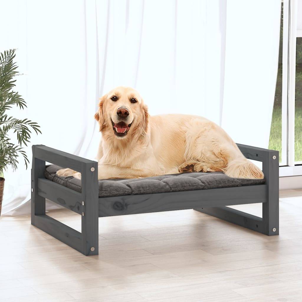 Vidaxl - Lit pour chien Gris 75,5x55,5x28 cm Bois de pin solide vidaXL 821479 - Image 4
