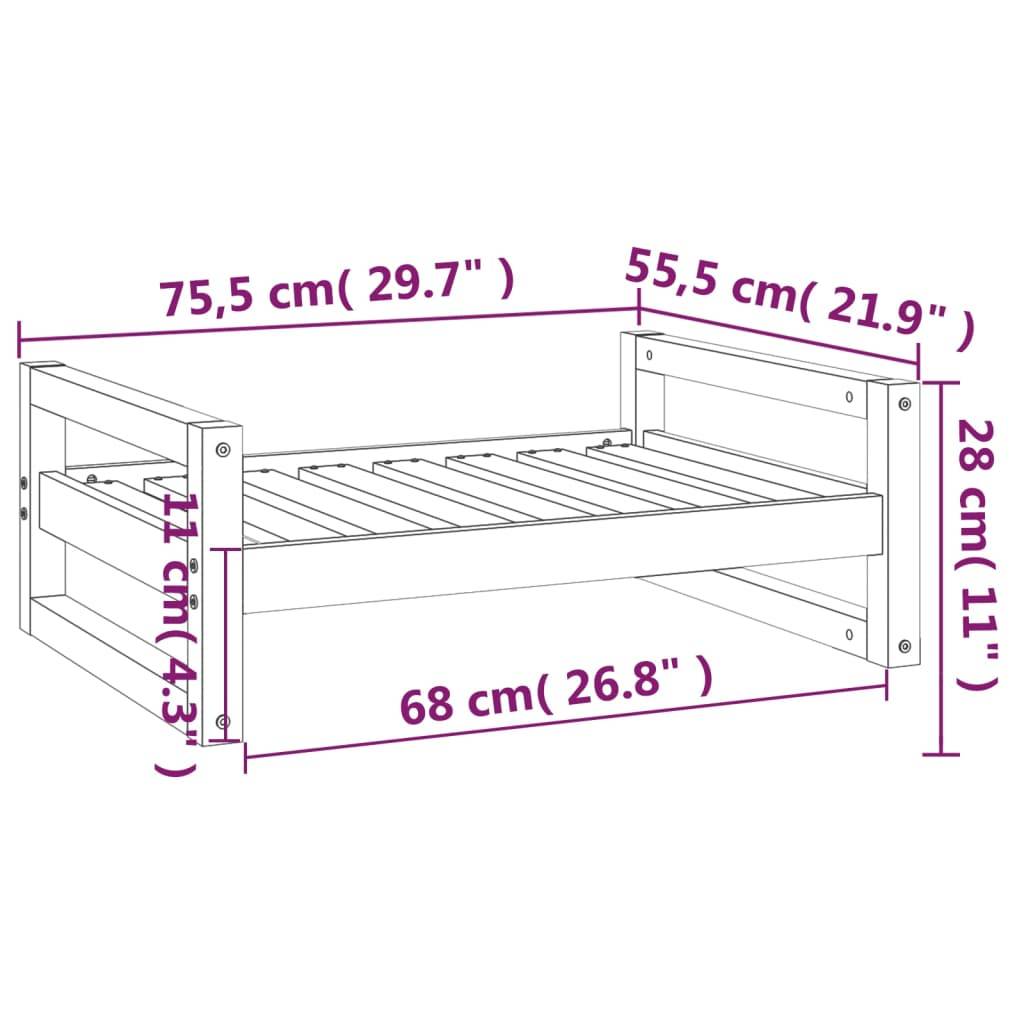 Vidaxl - Lit pour chien Gris 75,5x55,5x28 cm Bois de pin solide vidaXL 821479 - Image 3