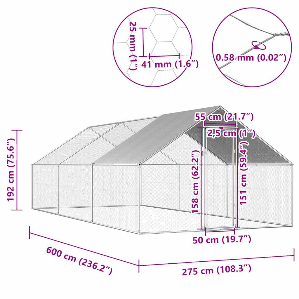 Vidaxl - Poulailler d'extérieur 2,75 x 6 x 1,92 m Acier galvanisé vidaXL 170790 - Image 3