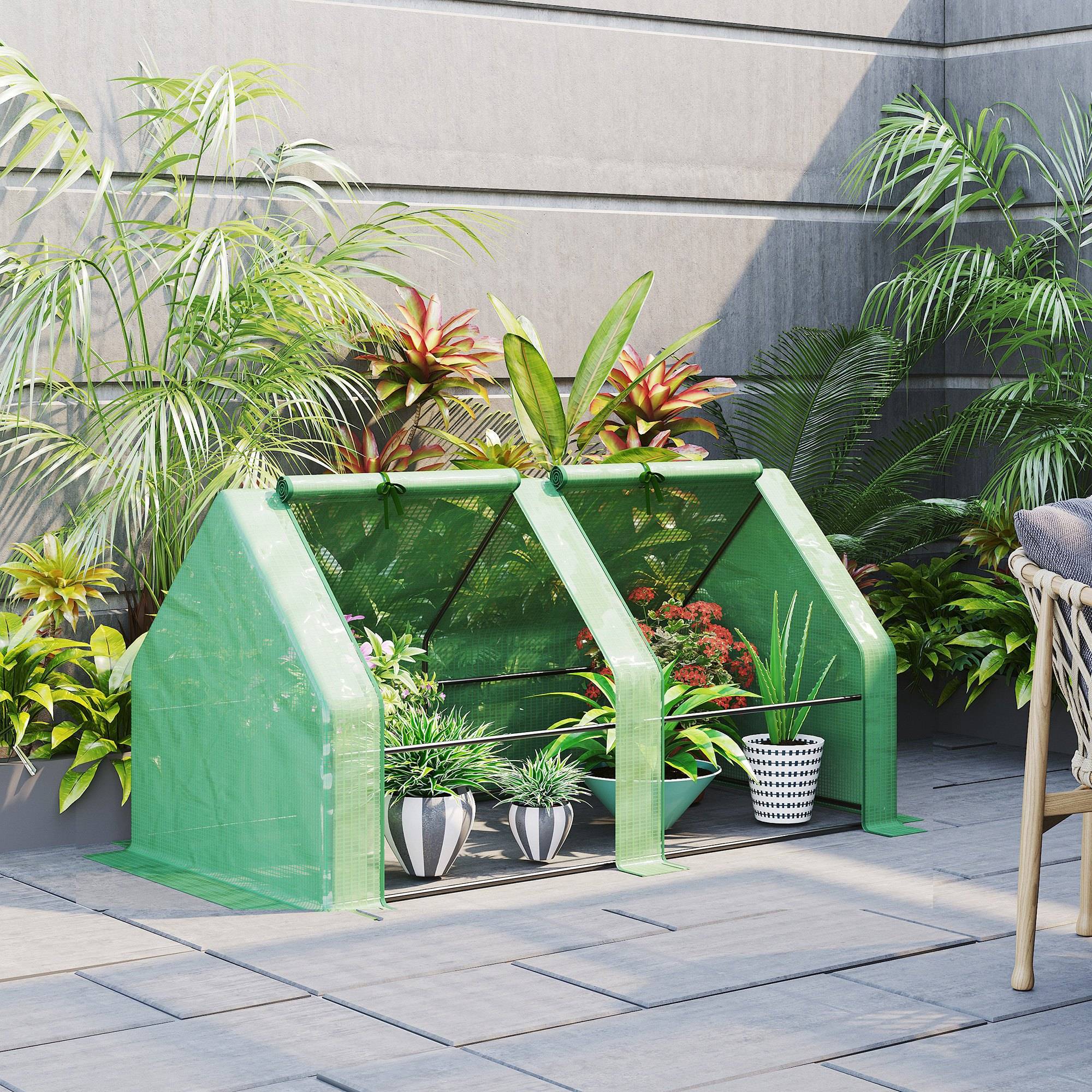 Sans Marque - Serre de jardin acier PE 180x90x90 cm serre robuste bâche renforcée culture légumes fleurs serre potagère verte jardin extérieur - Image 4