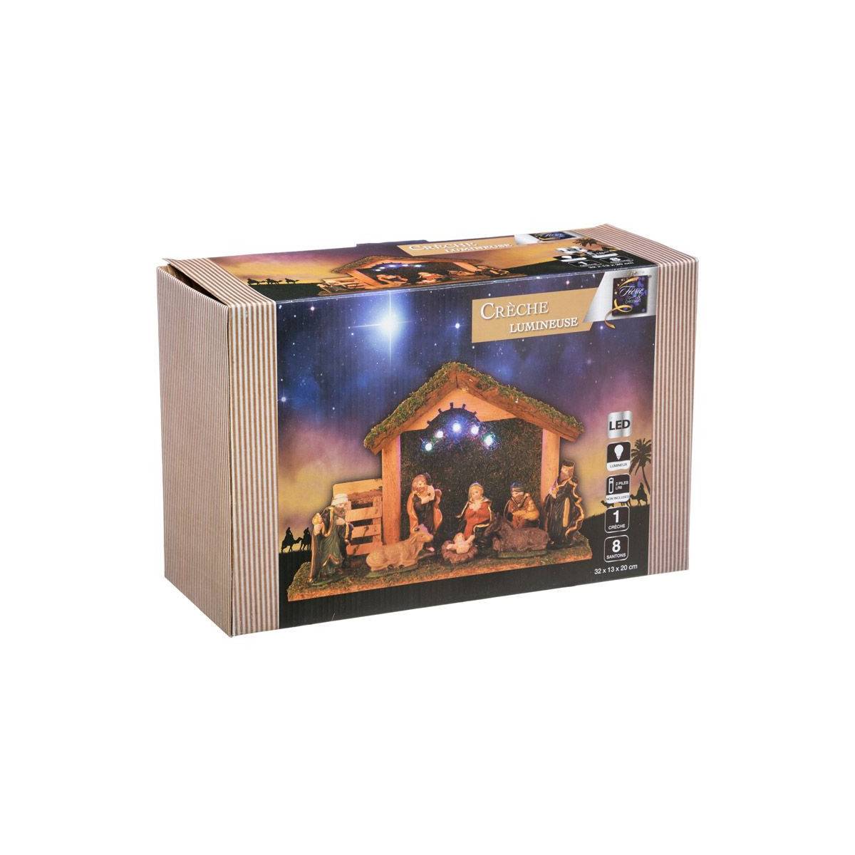 Sans Marque - Crèche de Noël complète lumineuse 8 santons - Image 3