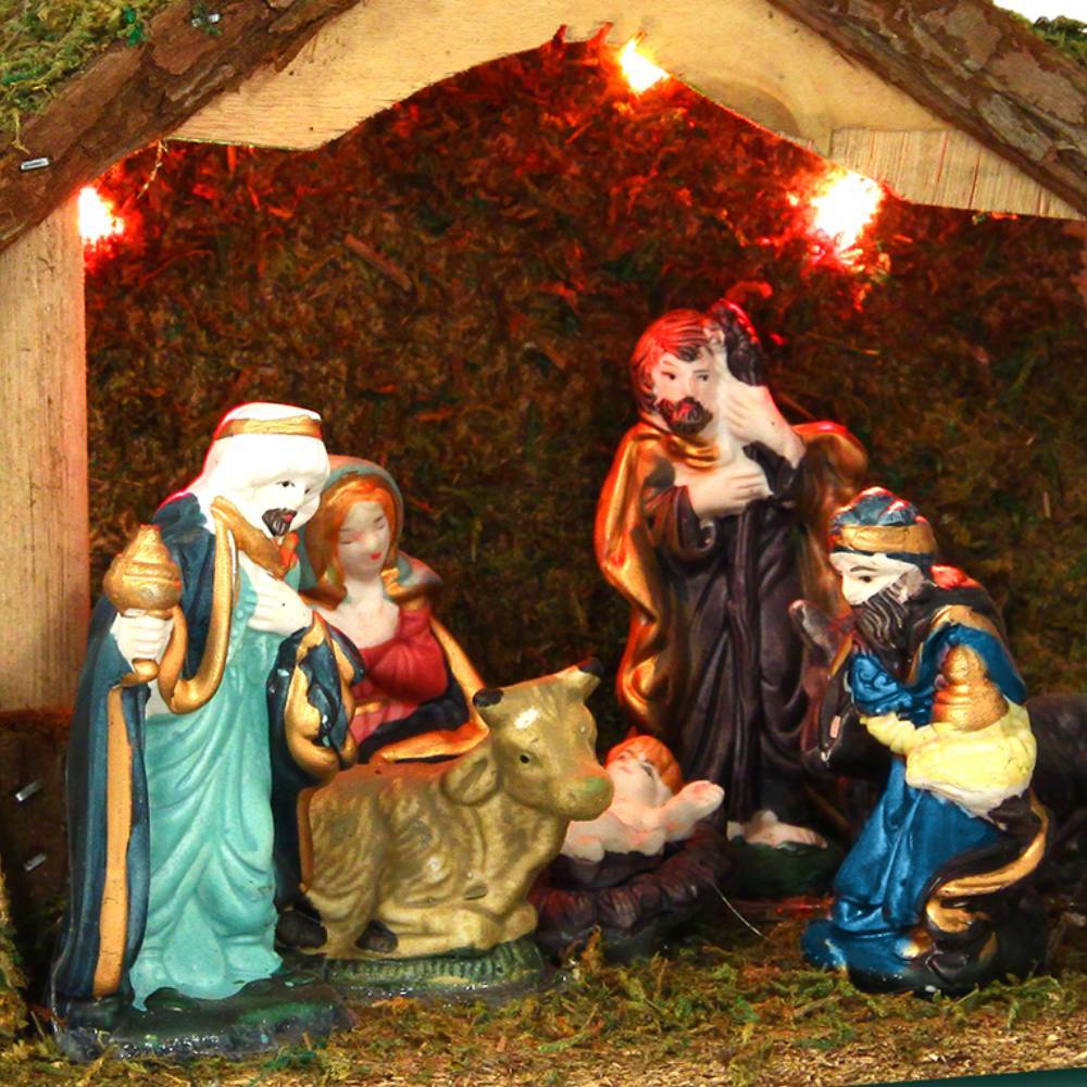 Sans Marque - Crèche de Noël complète lumineuse 8 santons - Image 2