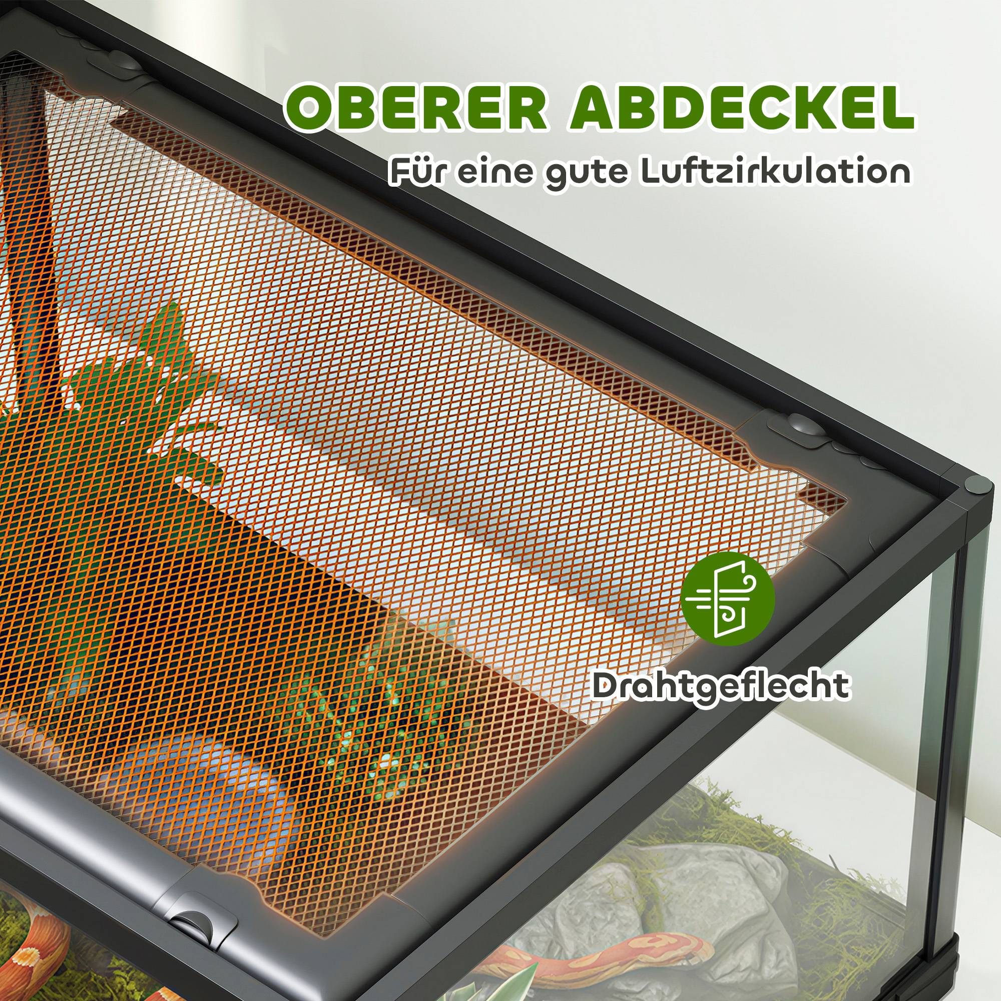 Terrarium reptile 86L noir 60×45×32cm, porte coulissante verrouillable, lézards, araignées, geckos - Image 7