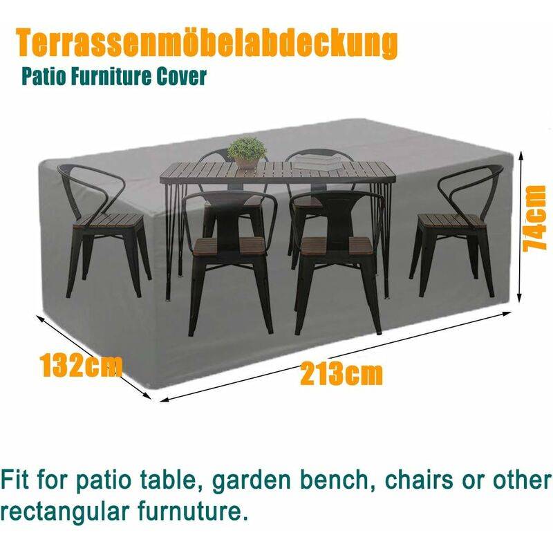 IntiMeg - Housse Meubles de Jardin, Housse Table Exterieur, Anti-UV Oxford Robuste Bache Table et Chaise de Jardin Tissu Oxford 600D Housse de Protect IntiMeg - Image 2
