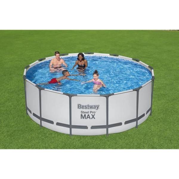 Bestway - Kit Piscine hors sol tubulaire BESTWAY - Steel Pro Max™ - 396 x 122 cm - Ronde (Inclus pompe, echelle, bache et cartouche) - Image 2