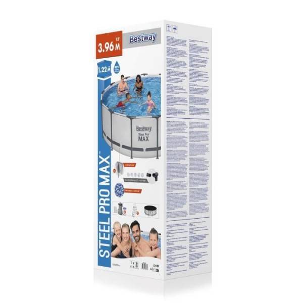 Bestway - Kit Piscine hors sol tubulaire BESTWAY - Steel Pro Max™ - 396 x 122 cm - Ronde (Inclus pompe, echelle, bache et cartouche) - Image 6