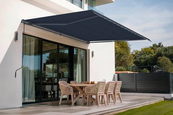 Cazeboo Store banne monobloc VECCHIO 4 m x 3 m - Toile premium 320g/m2 Gris - Image 1