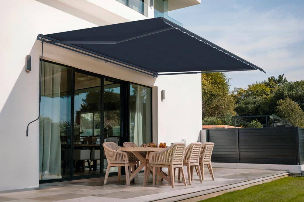 Cazeboo Store banne monobloc VECCHIO 4 m x 3 m - Toile premium 320g/m2 Gris - Image 1