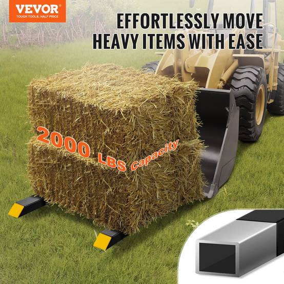 VEVOR Pinces fourches palette 1490x70x230 mm, charge 907 kg, lame 109 cm. Pour chargeur tracteur. - Image 2