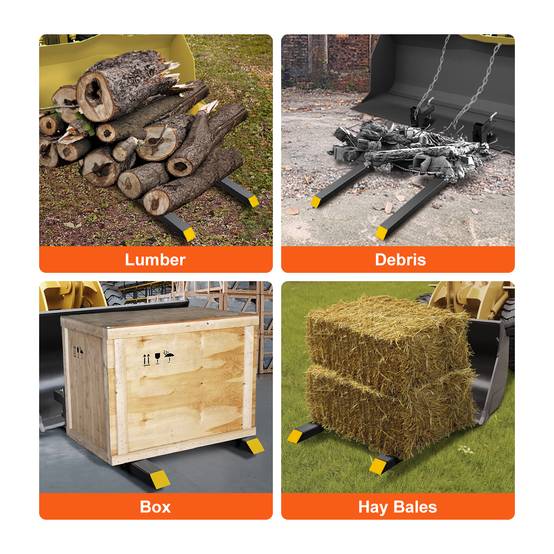 VEVOR Pinces fourches palette 1490x70x230 mm, charge 907 kg, lame 109 cm. Pour chargeur tracteur. - Image 4