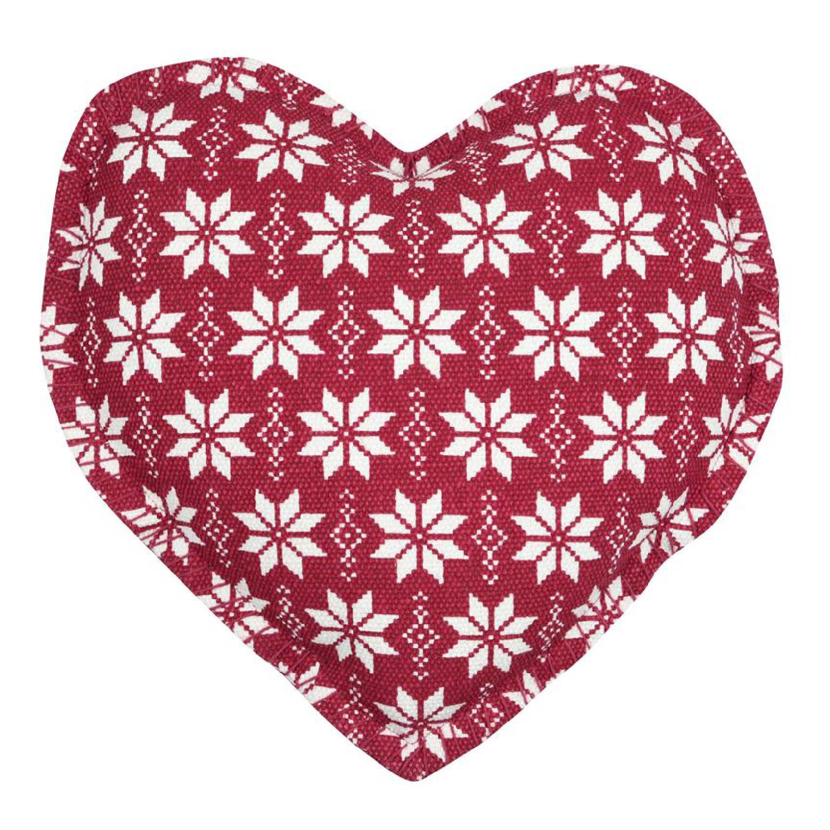 Lovely Casa - Coussin coeur esprit chalet traditionnel - LOVELY CASA - Coton - Rouge - Image 1