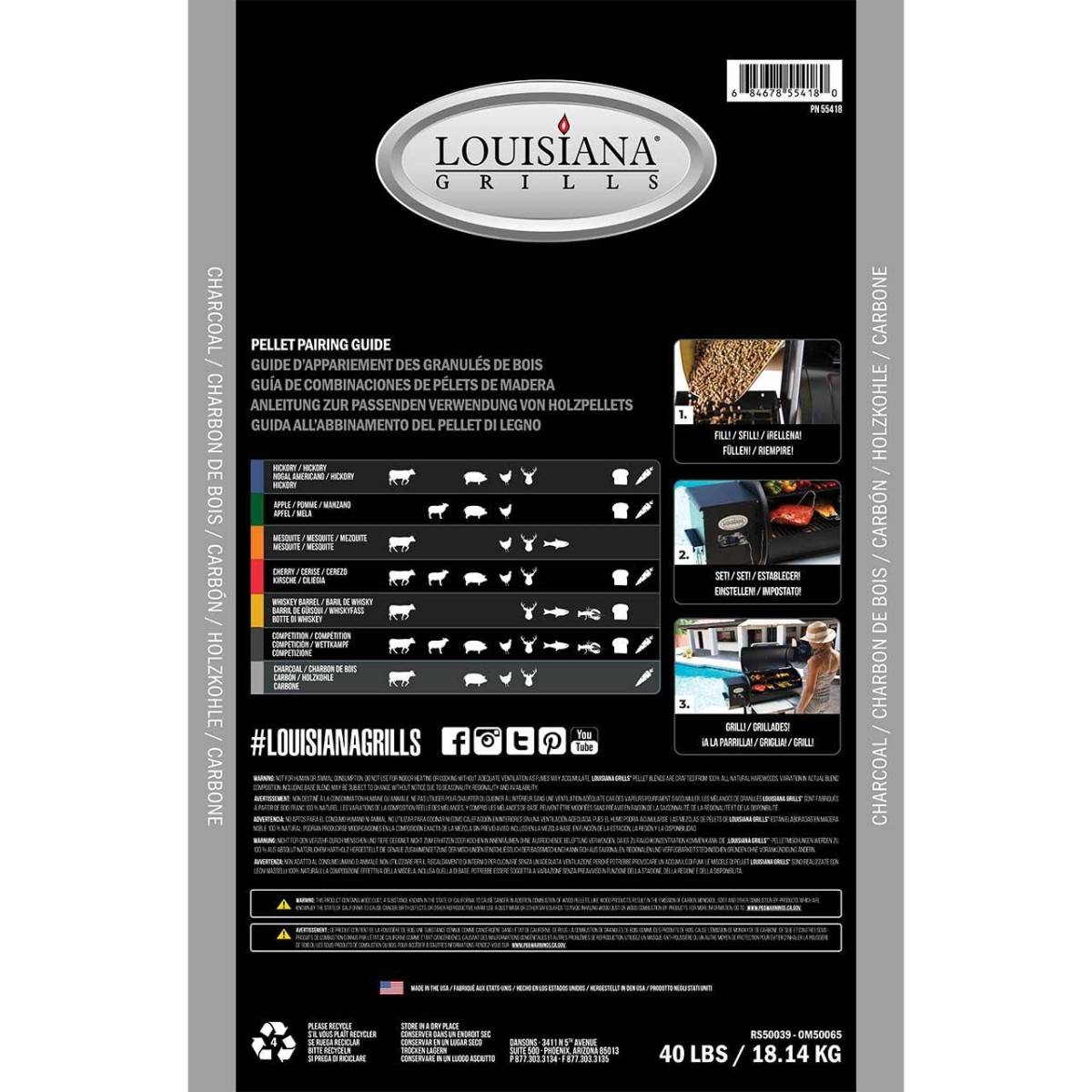 Sac de pellets alimentaire 18 kg granulés Saveur charbon Louisiana Grills - Image 2