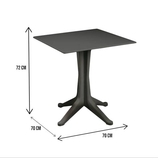 Dmora - Table d'extérieur Trani, Étagère carrée fixe, Table de jardin polyvalente, 100% Made in Italy, 70x70h72 cm, Anthracite - Dmora - Image 3