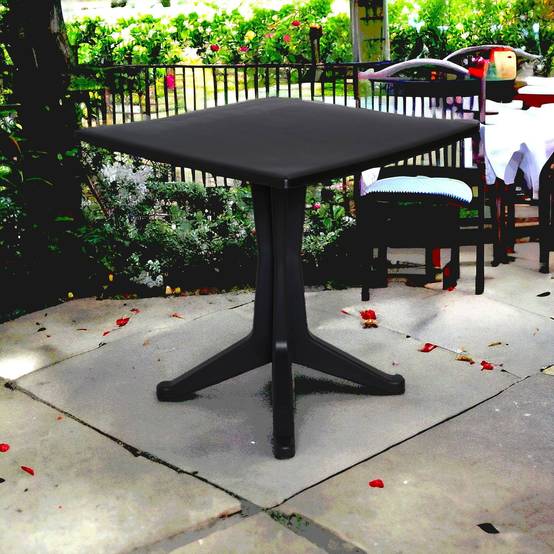 Dmora - Table d'extérieur Trani, Étagère carrée fixe, Table de jardin polyvalente, 100% Made in Italy, 70x70h72 cm, Anthracite - Dmora - Image 2