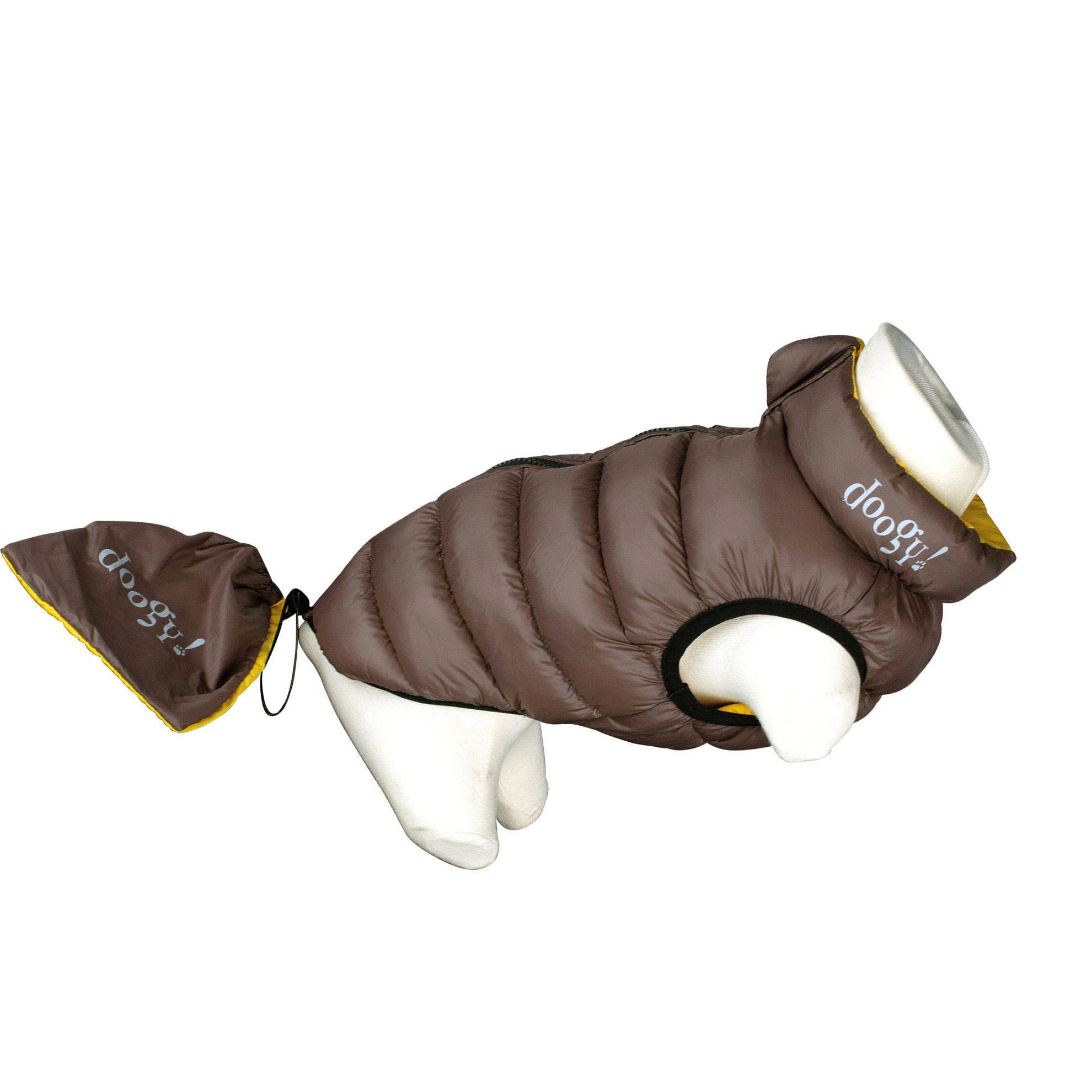 Doudoune Réversible Jaune et Marron pour chien : T20 DOOGY GLAM