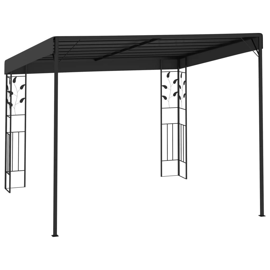 Pergola Adossée Acier et Tissu Polyester Protection UV pour Jardin Anthracite 3x3 m – ComfortXL Outdoor Living - Image 3