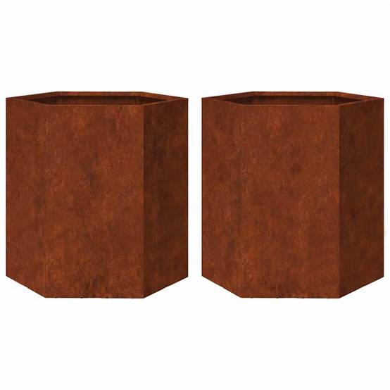 Jardinières hexagonales acier patinable 46 x 40 x 45 cm (2 pcs) - PANGIVO - Image 2