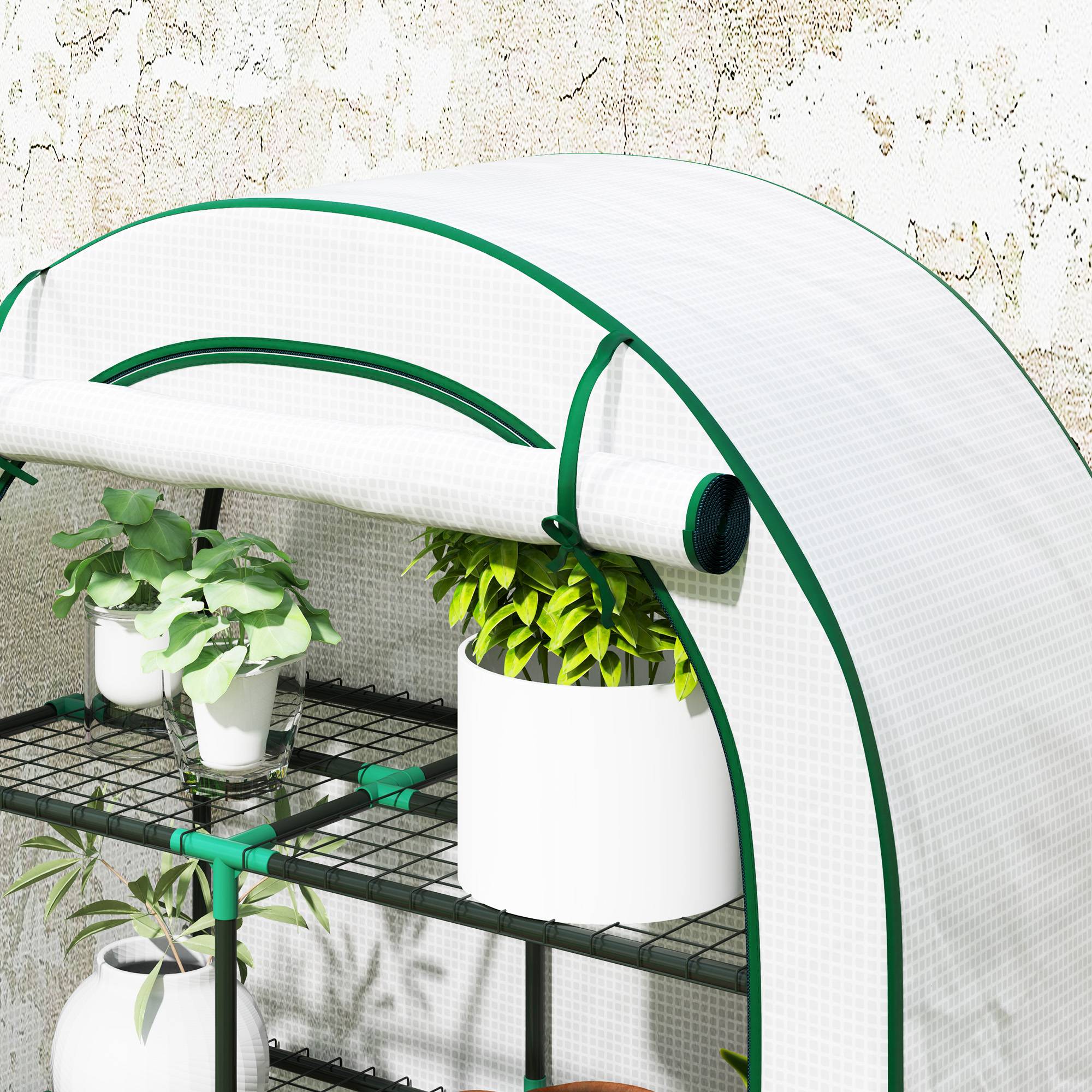Serre de jardin compacte en acier avec étagères - 100 x 45 x 160 cm, blanc - Image 5