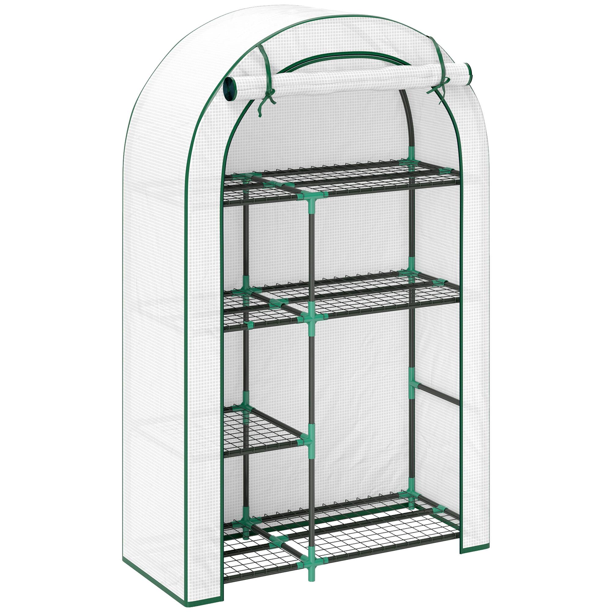 Serre de jardin compacte en acier avec étagères - 100 x 45 x 160 cm, blanc - Image 1