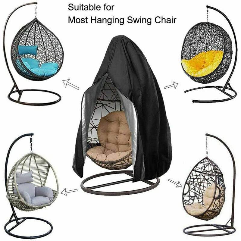 IntiMeg - Housse de Protection pour Oeufs Chaise Imperméable Suspendue Housse de Chaise de Jardin Oeuf--Noir avec fermeture éclair 115 *190CM IntiMeg - Image 1