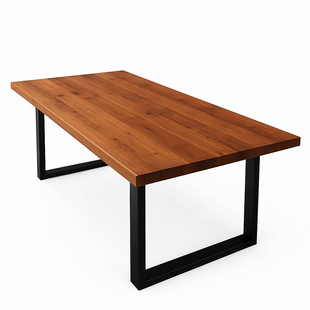 Table à manger élégante et élancée en bois recyclé - Noyer - 200 x 80 cm - Image 2