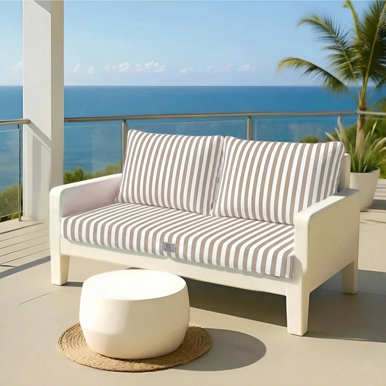 Coussins pour salon de jardin déhoussable 100x50cm Rayure beige - Déco arts - Image 2