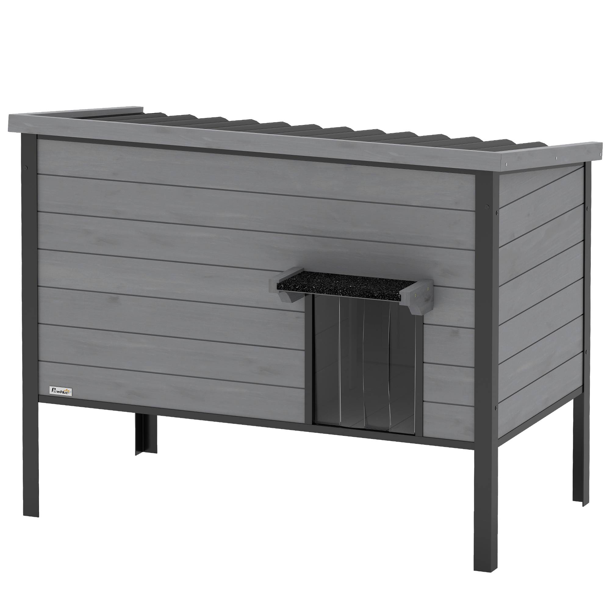 Sans Marque - Maison résistante intempéries toit ouvrant fond amovible entrée 1-2 chats jusqu'à 12kg 85x55x70cm Gris clair - Image 2