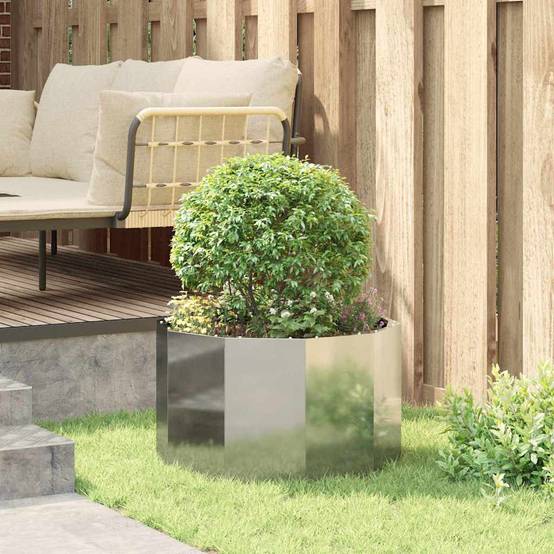 Jardinière Acier galvanisé Argent 60 x 60 x 35 cm - PANGIVO - Image 4