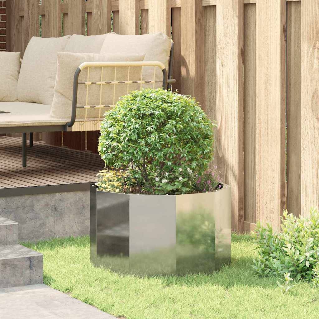 Jardinière Acier galvanisé Argent 60 x 60 x 35 cm - PANGIVO - Image 4
