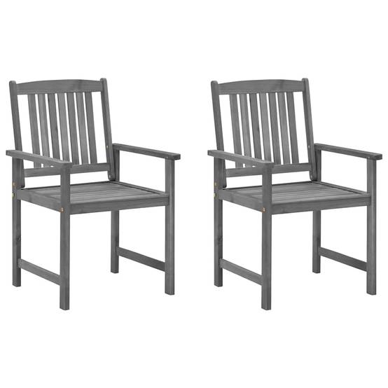 Chaises de jardin bois acacia gris et rouge 61 x 57 x 92 cm - PANGIVO - Image 2