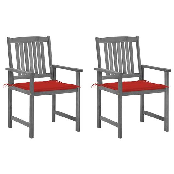Chaises de jardin bois acacia gris et rouge 61 x 57 x 92 cm - PANGIVO - Image 1