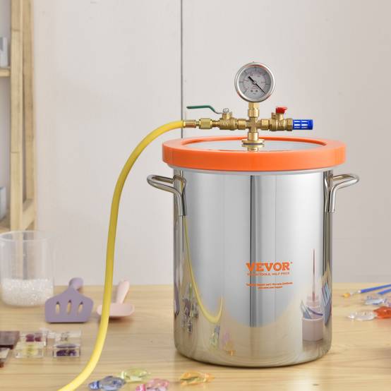VEVOR Chambre à vide 3 gal 11,4L, récipient inox 304 couvercle verre trempé, bois/résine. - Image 8