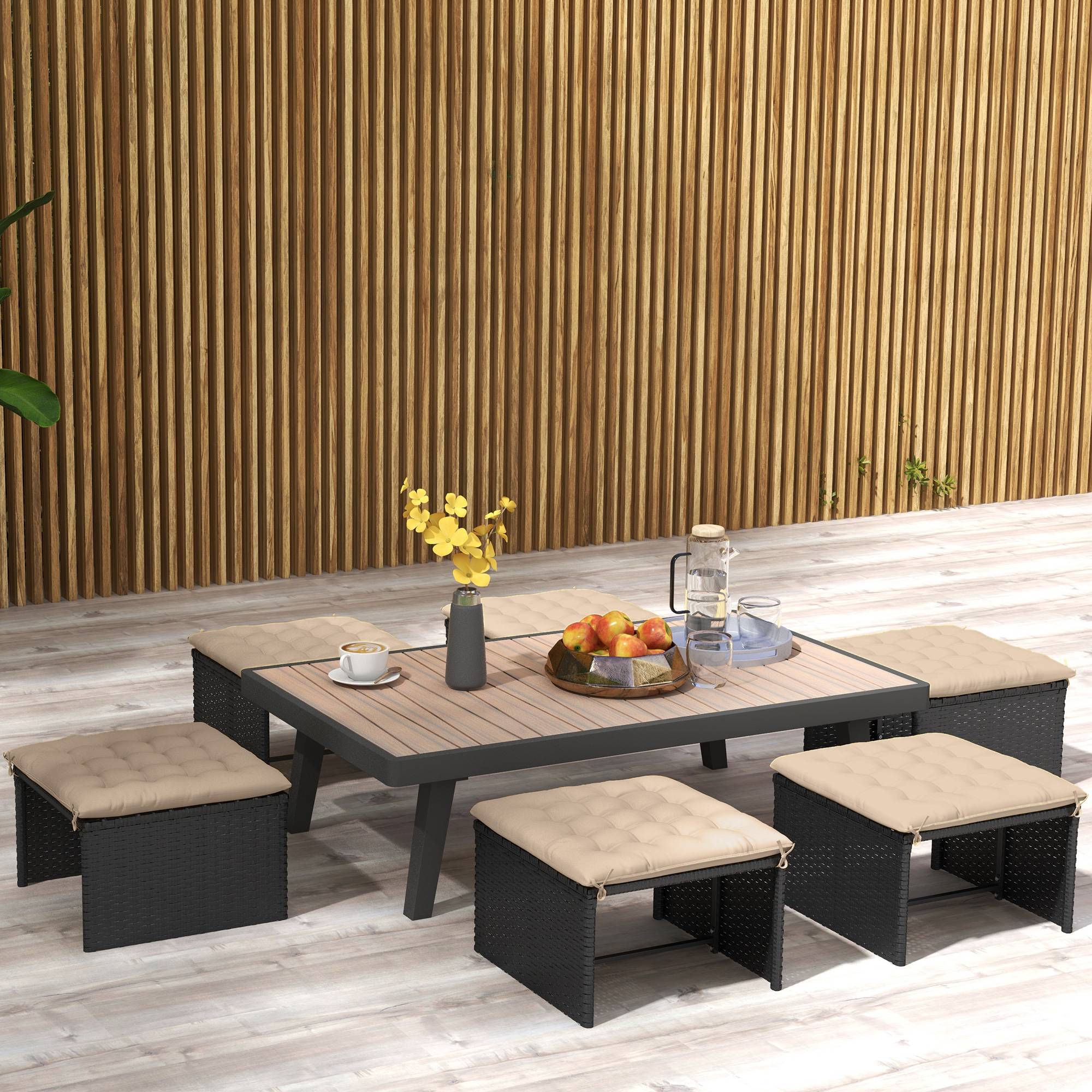 Lot de 6 coussins de chaise de jardin rembourrés 40x40 cm avec rubans kaki - Image 8
