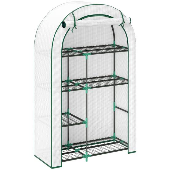 Serre Balcon 4 Étages Acier Housse Protection Hivernage 100x45x160cm Blanc - ComfortXL Outdoor Living - Image 2
