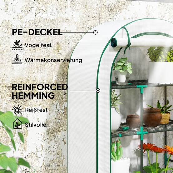 Serre Balcon 4 Étages Acier Housse Protection Hivernage 100x45x160cm Blanc - ComfortXL Outdoor Living - Image 4
