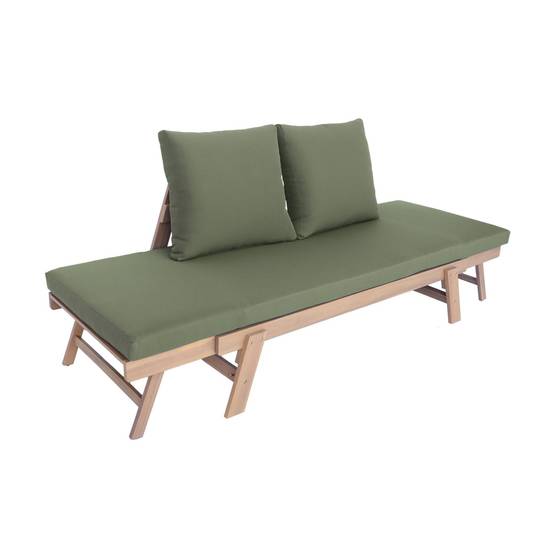 Banquette de jardin kaki 2/3 places JALANCE. accoudoirs modulables 155/200x72x74.5cm | sweeek - Image 5