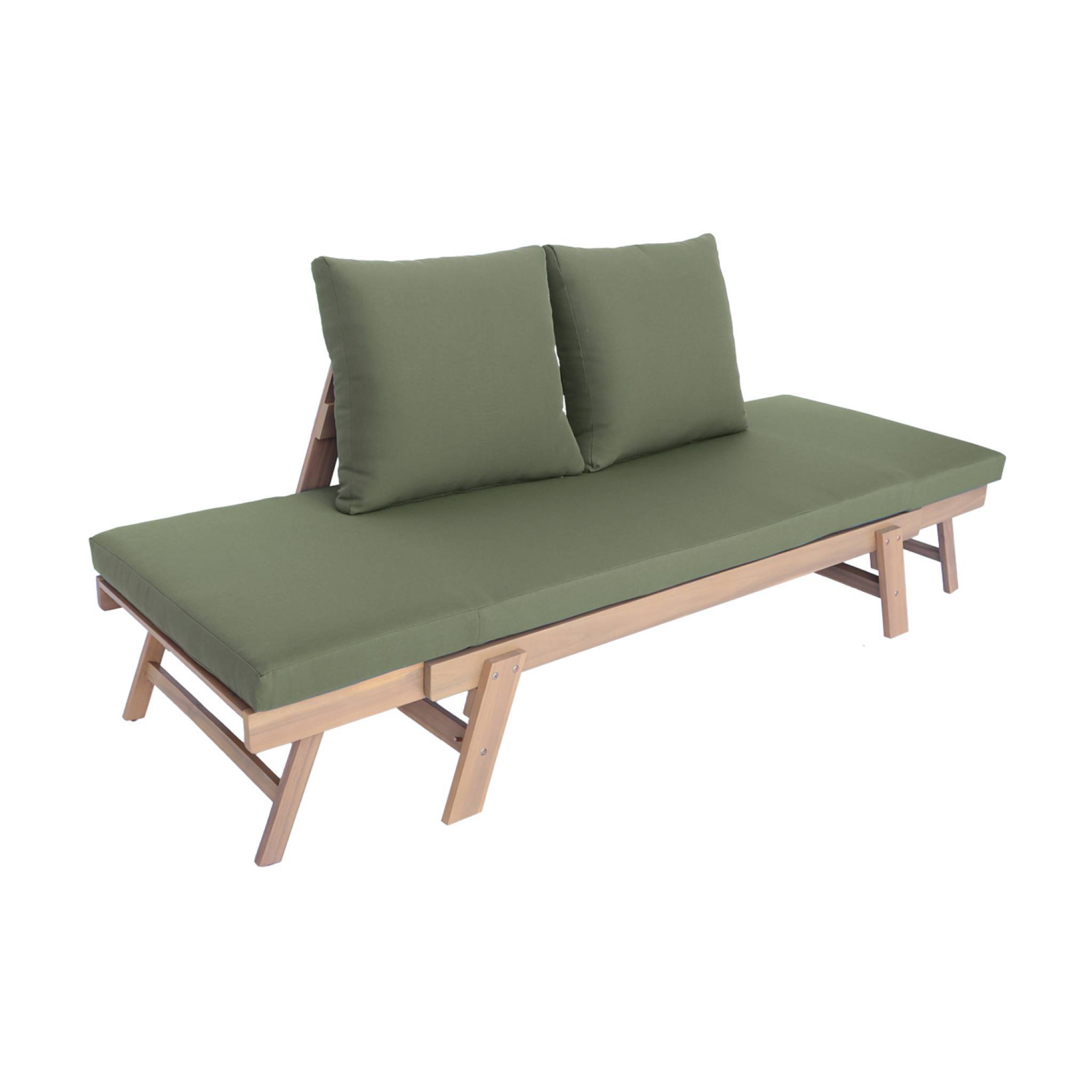 Banquette de jardin kaki 2/3 places JALANCE. accoudoirs modulables 155/200x72x74.5cm | sweeek - Image 5