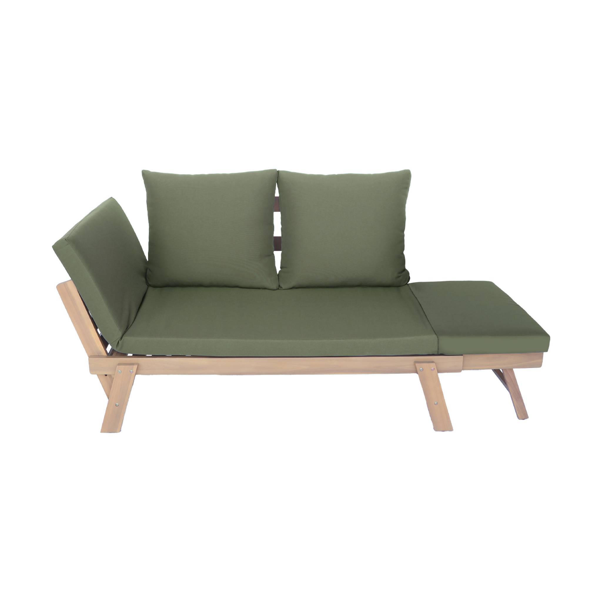 Banquette de jardin kaki 2/3 places JALANCE. accoudoirs modulables 155/200x72x74.5cm | sweeek - Image 6