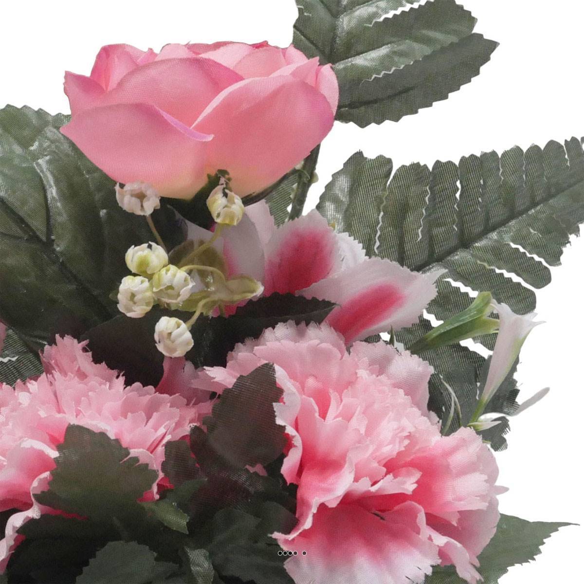 Artificielles - jardinièrre pot beton Renoncule, oeillet, et alstromeria pour la Toussaint Rose - couleur: Rose 715 - Image 3