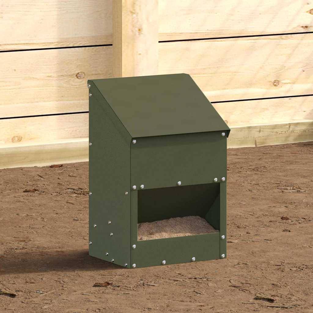 Mini Distributeur Volaille Métal Étanche 3kg Olive - ComfortXL Outdoor Living - Image 3