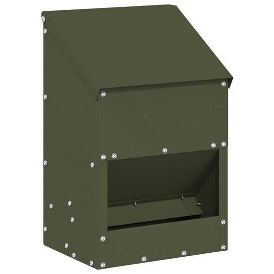 Mini Distributeur Volaille Métal Étanche 3kg Olive - ComfortXL Outdoor Living - Image 2