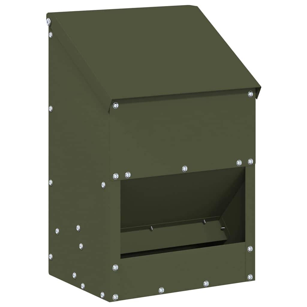 Mini Distributeur Volaille Métal Étanche 3kg Olive - ComfortXL Outdoor Living - Image 2