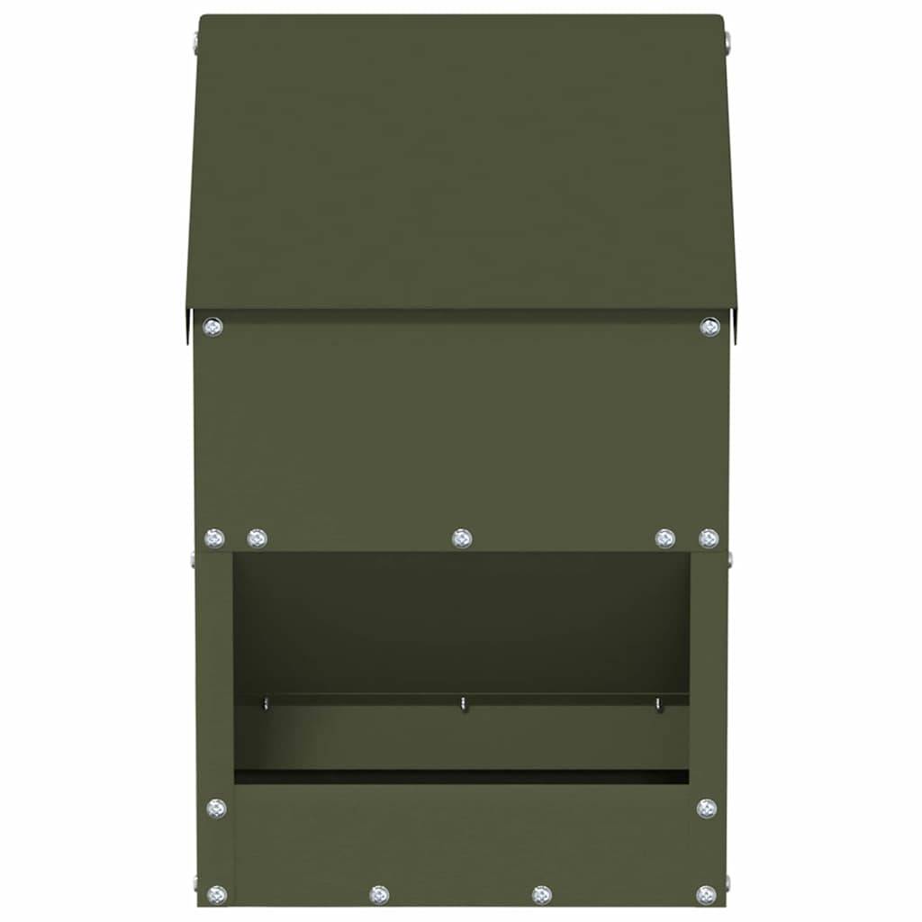 Mini Distributeur Volaille Métal Étanche 3kg Olive - ComfortXL Outdoor Living - Image 4